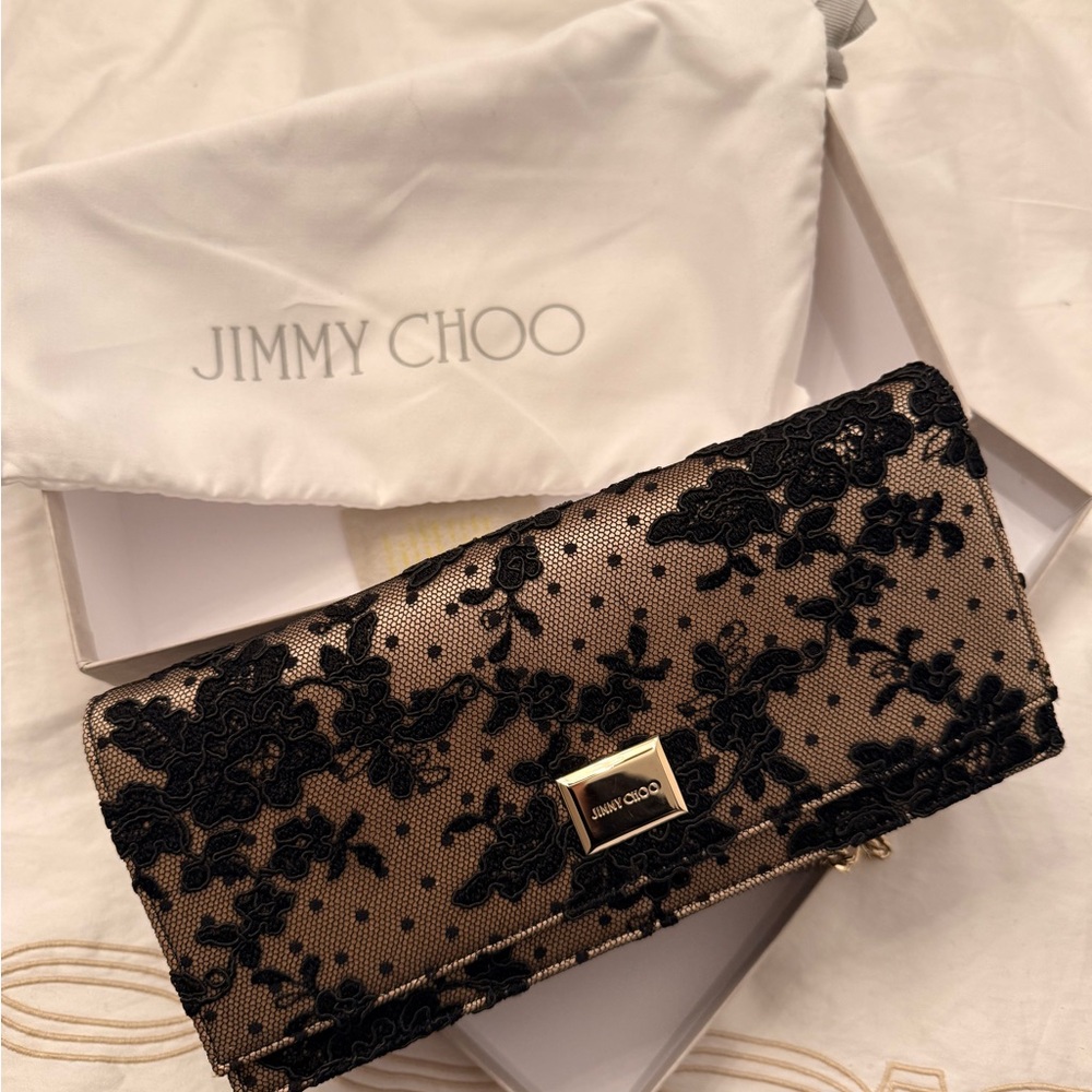 Jimmy Choo Black Lace Lilia Clutch